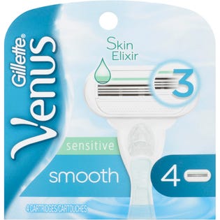 Gillette Venus Smooth Sensitive Women's Razor Blade Refills, 4 Blade Refills
