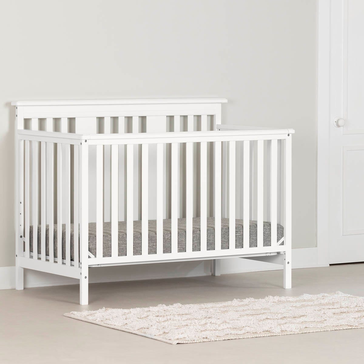 South Shore LittleSmileys Crib Adjust Height MattreSouth Shore Rail Wht EA2 Canex