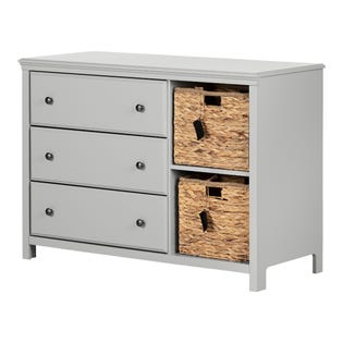South Shore Candy 3-Drawer Dresser with Baskets Gray 12138 (EA2)