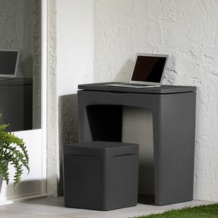 South Shore Dalya, Small Outdoor Desk with Bench Dark Gray (EA1)