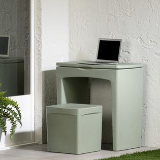 South Shore Dalya Small Outdoor Desk with Bench Sage Green (EA2)