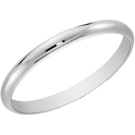 Sharelli 2mm Rounded 10kt Solid White Gold Band (EA1)