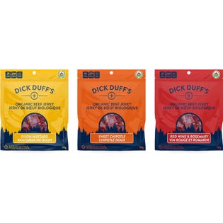 Dick Duff's Mixed Pack of Organic Beef Jerky 50g Pack of 12(EA3)