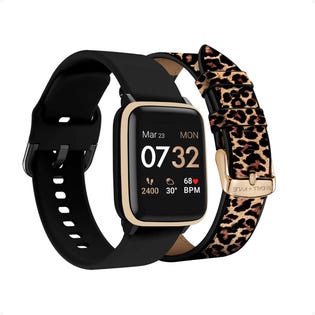 Kendall + Kylie Smartwatch avec boîtier en or et bracelets noir/léopard 40 mm (EA1)