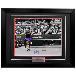 AJ Sports Bianca Andreescu Autographe 2019 US Open Tennis Match Point Cadre 26x32 (EA3)