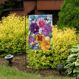 Briarwood Garden Flag with Flag Stand Pansies (EA1)