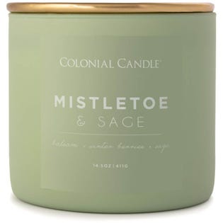 Colonial Candle 14.5 oz. Pop of Color Mistletoe & Sage Candle (EA1)