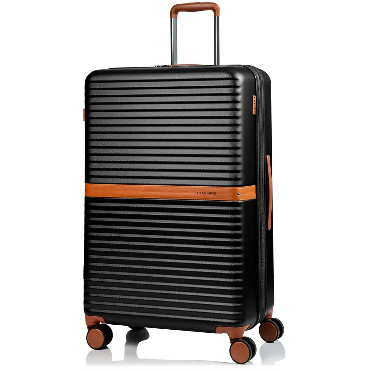 Champs Luggage Vintage II Collection Large Check in Hard Side Expandable Luggage Black EA1