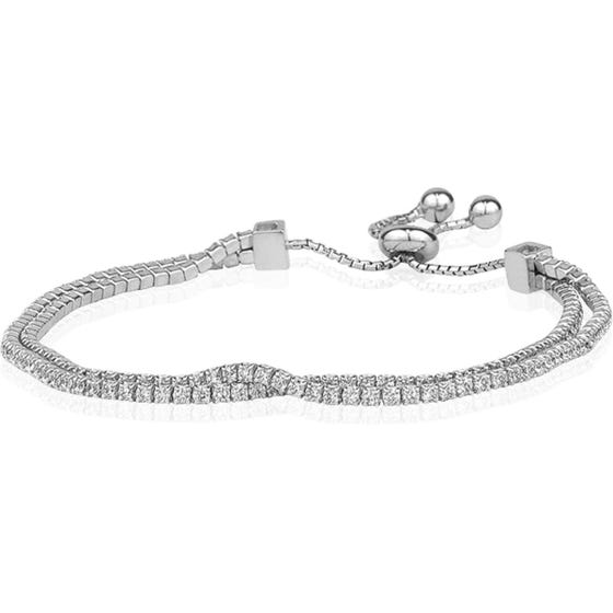 Club Rochelier Silver 5A Cubic Zirconia Double Strand Bracelet (EA1)