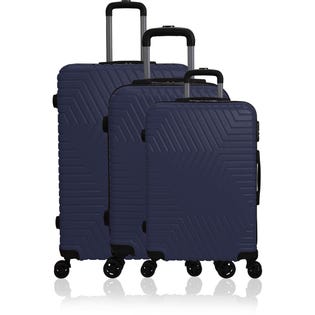 Nicci Dark Blue Lattitude Collection 3 Piece Luggage Set (EA1)