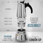 London Sip Stainless Steel 6 Cup Stovetop Espresso Coffee Maker Black (EA1)