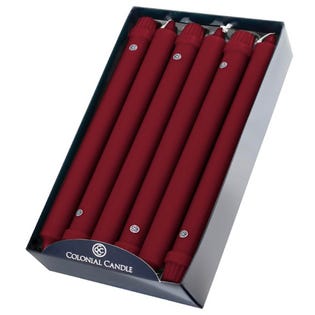 Colonial Candle 12 pc. 10 in. Handipt Taper Red Candle (EA1)