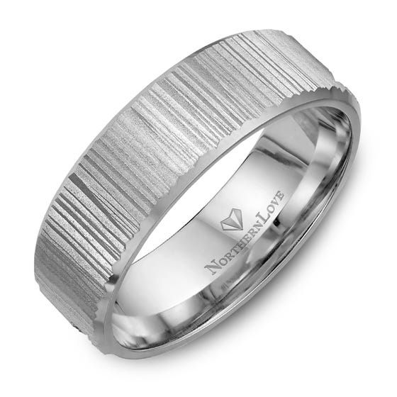 NORTHERN LOVE White Gold 6 mm Men's Wedding Band (EA3)