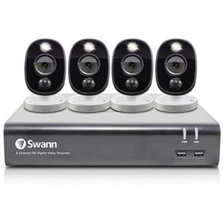 Swann 1080p HD 8 Channel 1TB Hard Drive DVR Security System with 4 x 1080p PIR Outdoor Warning Light Security Cameras (PRO-1080MSFB)
