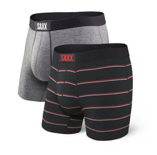 Saxx Men's Vibe Boxer Brief Grey/Black/Red 2 Pack