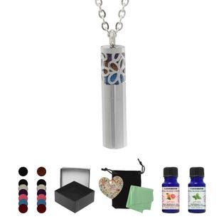 T Zone Health Silver Flower Tube Necklace Set (EA1)