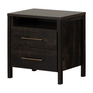 South Shore Gravity 2-Drawer Nightstand Rubbed Black (EA1)