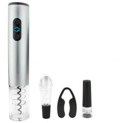 Brentwood Electric Wine Bottle Opener With Foil Cutter Vacuum Stopper & Aerator Pourer Silver (EA1)