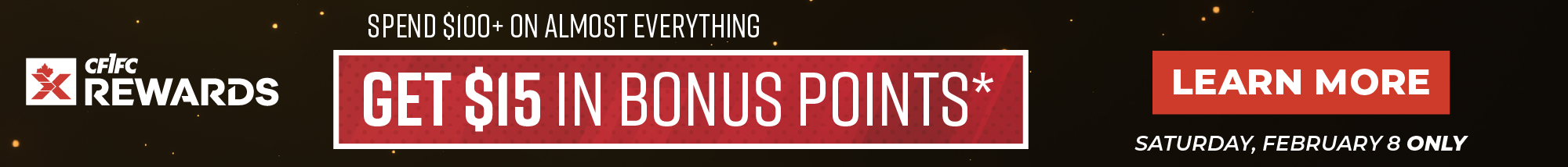 CF1FC Rewards Flash Sale - Spend $100 and get $15 in Bonus Points - Today Only