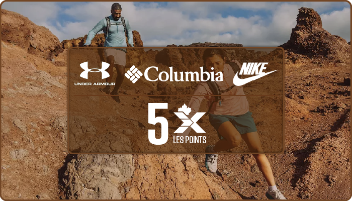 Magasinez les articles Columbia, Under Armour, Nike - 5 X les points