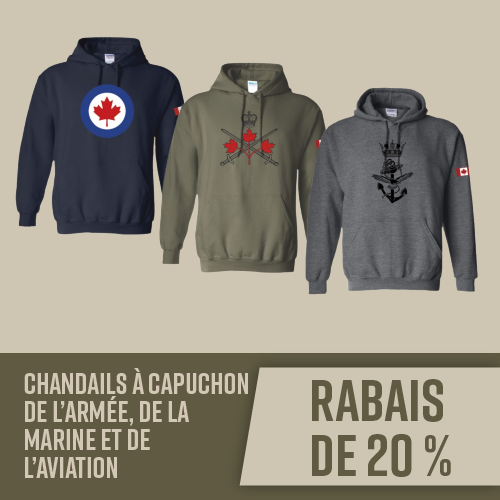 Chandails à capuchon de l’armée, de la marine et de l’aviation - Rabais de 20 %