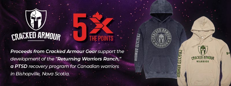 Cracked Armour Tops 10% Off - Gives back to the Returning Warriors Ranch, a PTSD recovery program
