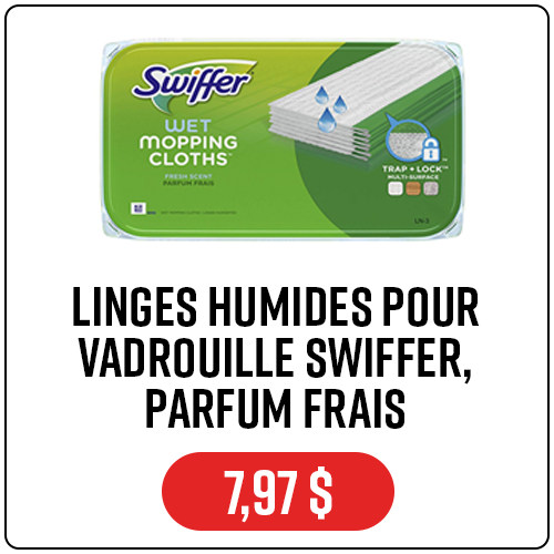 LINGES HUMIDES POUR VADROUILLE SWIFFER, PARFUM FRAIS